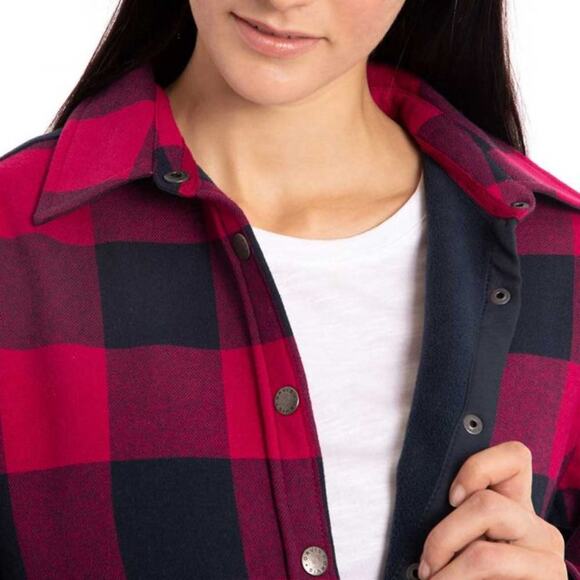 Orvis Fleece Lined Shirt Jacket in Hot Pink/Black Buffalo Check Print Size - Picture 2 of 10